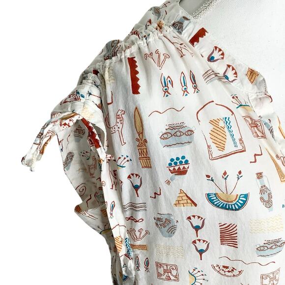 Anthropologie Danielle Kroll Egyptian Hieroglyphics Print Sleeveless Top Medium - Picture 3 of 8